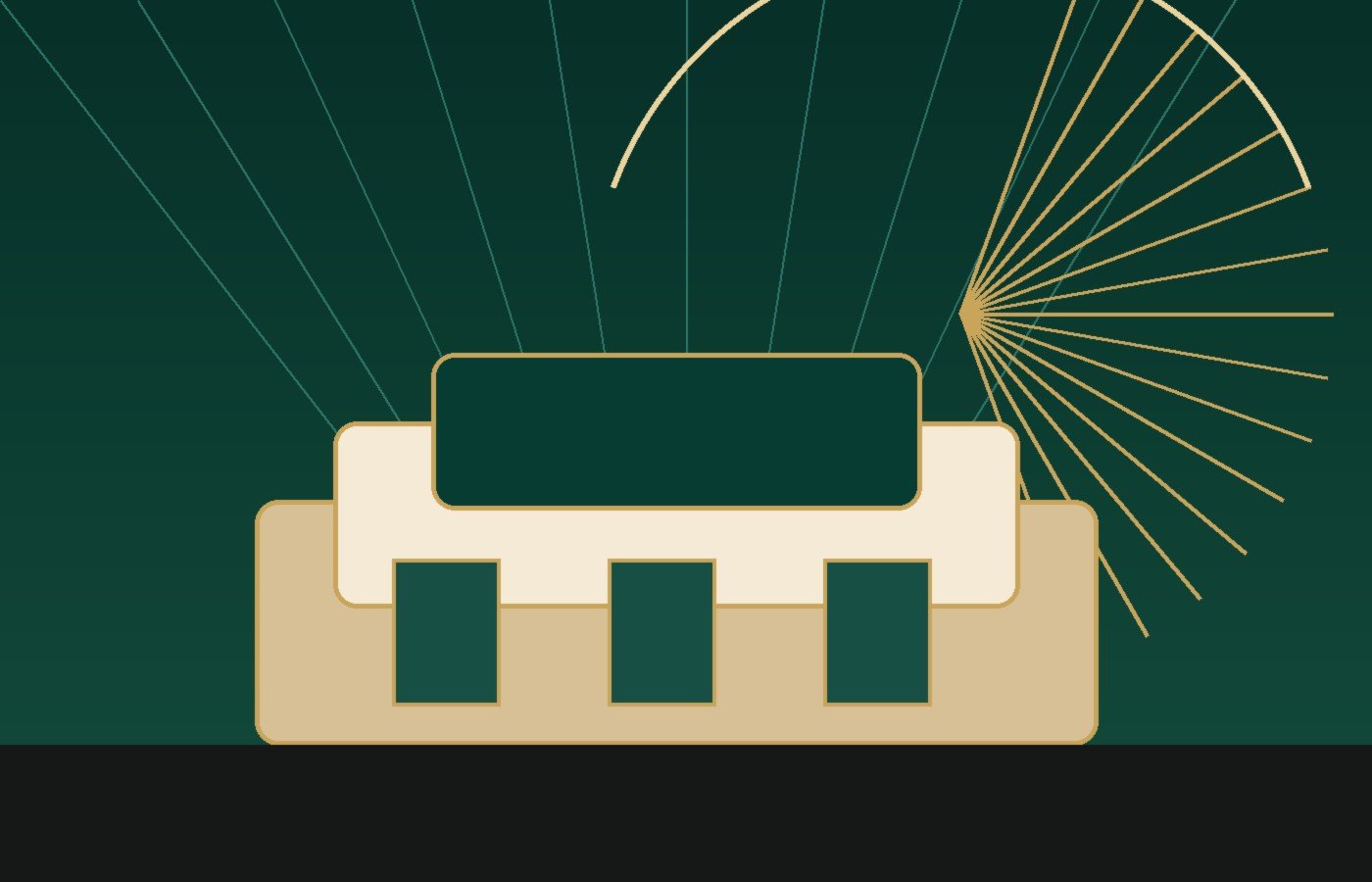 Elegant emerald and gold Art Deco inspired interior